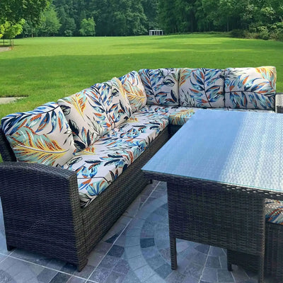 Outdoor Tropical Print Sofa Cushion Covers - Non-Slip Furniture Protectors, Replacement for Individual Seat Cushions