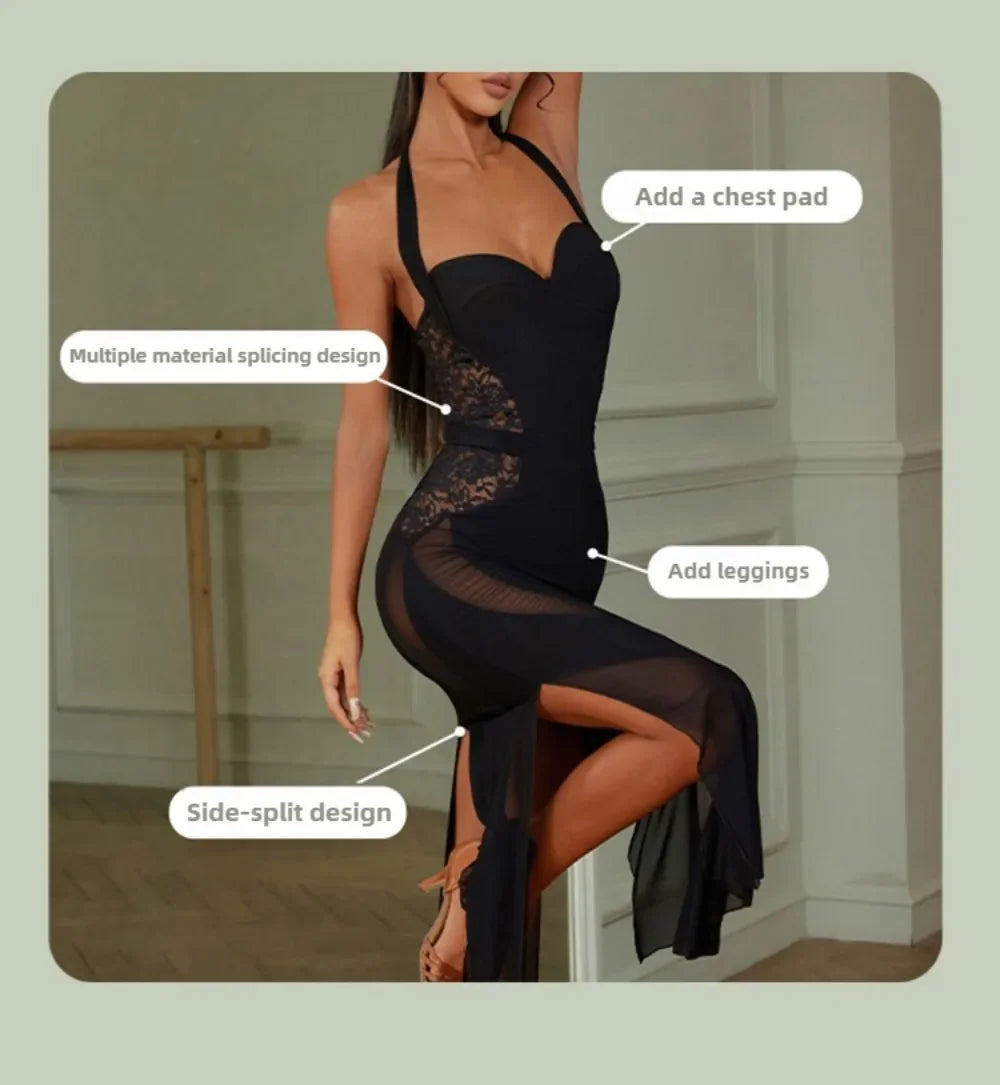 UK Latin Dance Dress-Vintage Style Practice Dress with Built-in Underwear&Elegant Design for Women Ballroom dance costumes