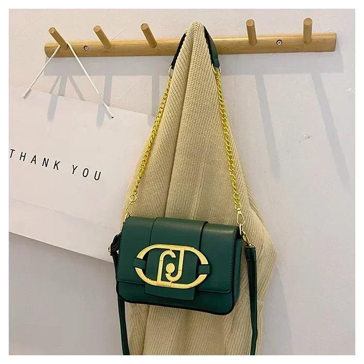 Designer handbags for women leather metal buckle flap square shoulder bags fashion 2024 ladies messenger females casual