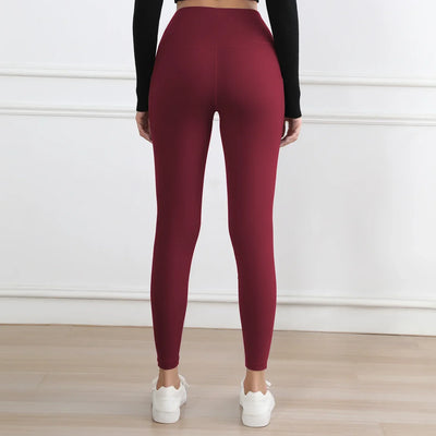 Women Leggings with Pockets Tummy Control Solid Color