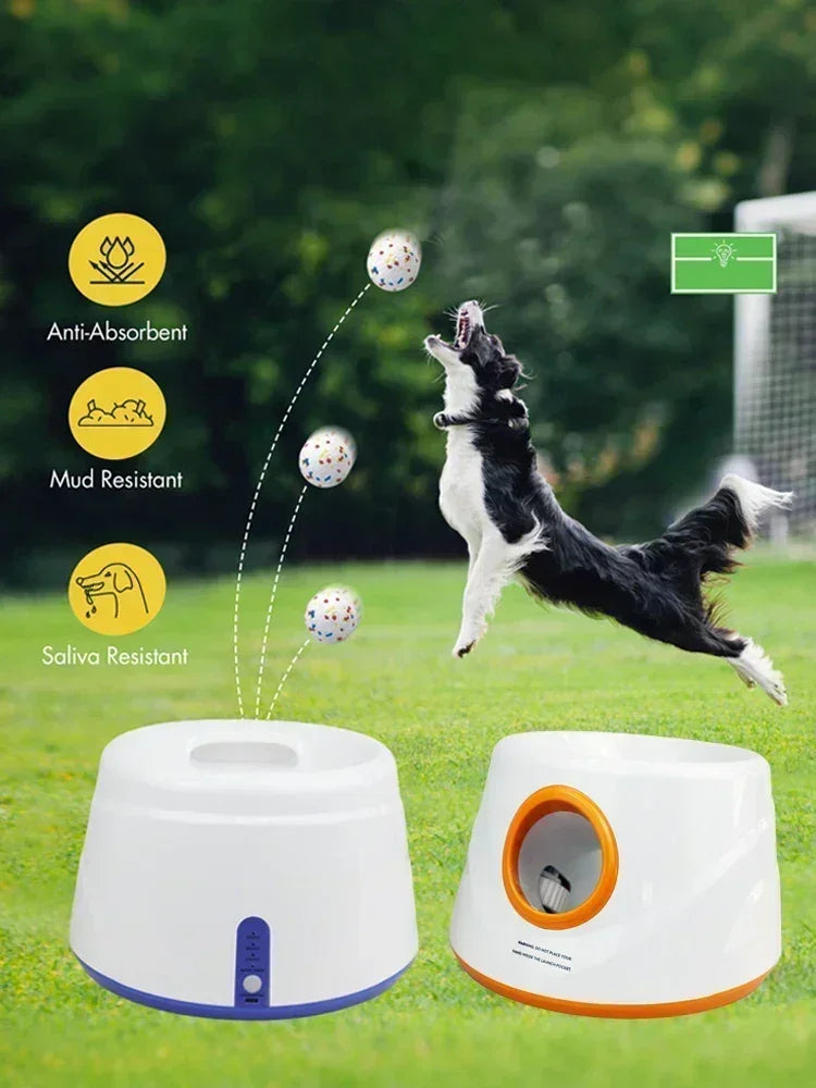 Automatic ball launcher indoor/outdoor dog toy 3 distance settings etpu balls tennis interactive toys