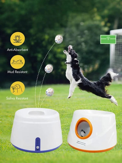 Automatic Ball Launcher Indoor/Outdoor Dog Toy 3 Distance Settings ETPU Balls Dog Tennis Ball Launcher Interactive Dog Toys