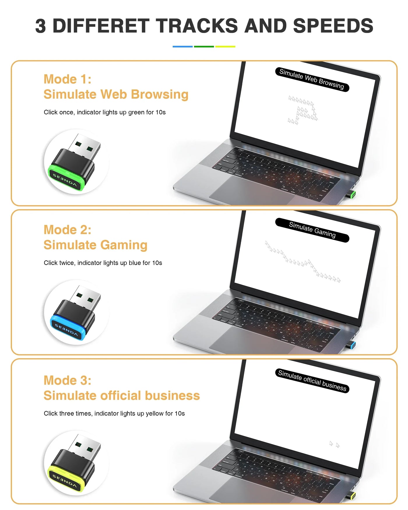 Undetectable Mouse Mover Keeps Computer Awake Simulate Mouse USB Mouse Jiggler Seenda Computer Accessories