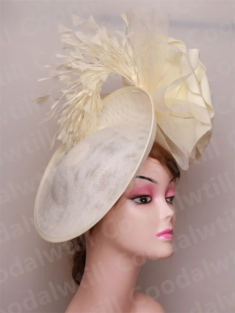 Big Flower Fascinator Derby Hat Women Party Dinner Headpiece Royal Ascot Pillbox Fascinator Hat Women Wedding Chapeau Cap Event
