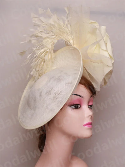 Big Flower Fascinator Derby Hat Women Party Dinner Headpiece Royal Ascot Pillbox Fascinator Hat Women Wedding Chapeau Cap Event