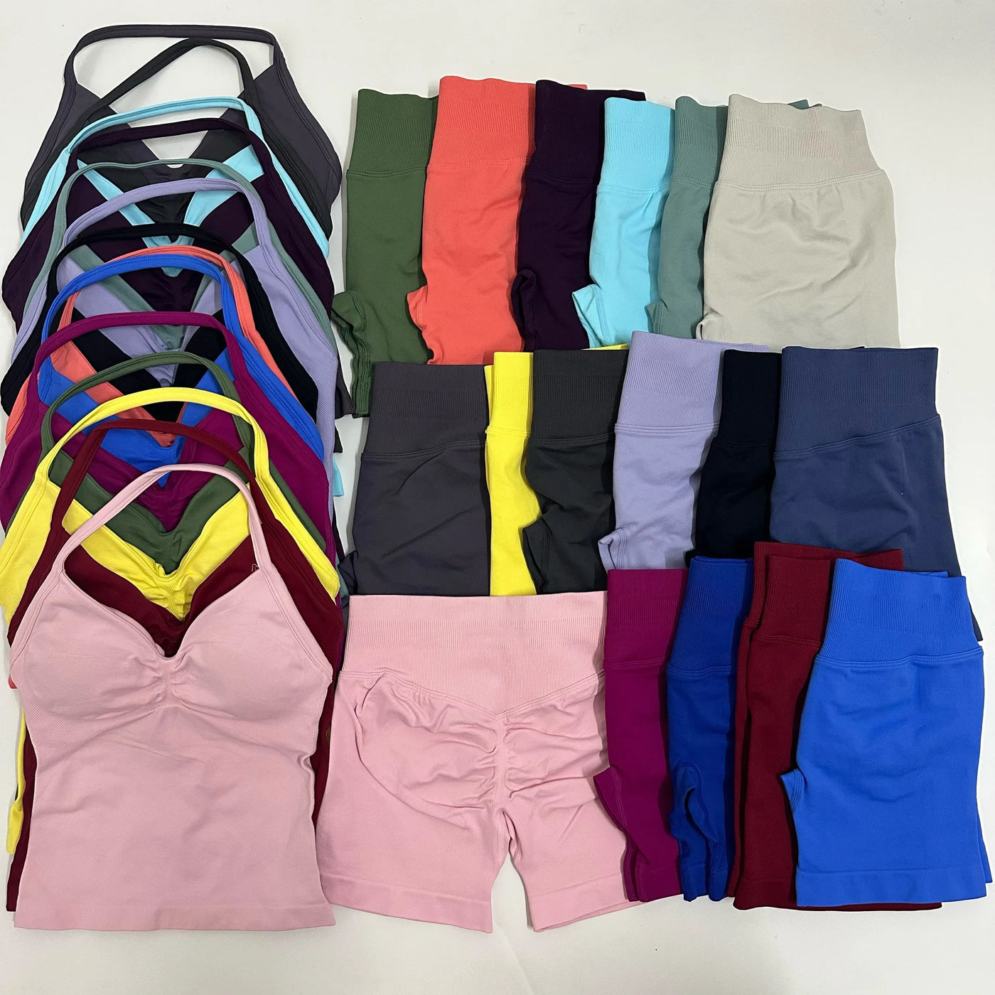 Women Yoga Set Seamless Yoga Longline Strappy Tank Top