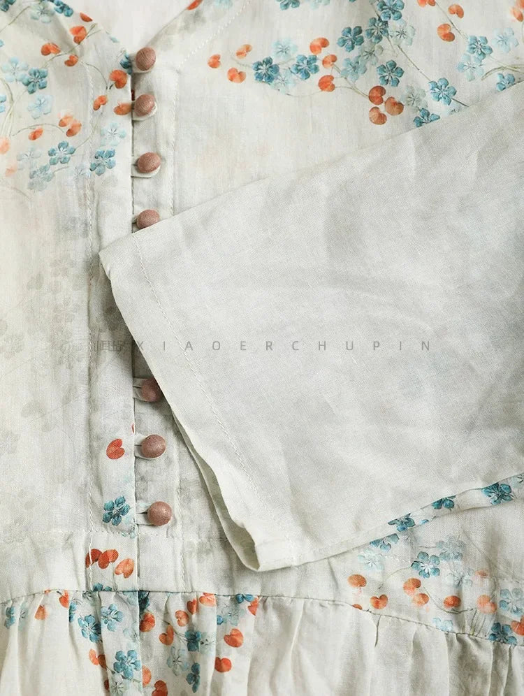 Summer Dress Women 2025 Long Print Elegant Clothing Vintage Elastic Waist Korean Beach Style V-Neck Fashion Robe Ropa De Mujer