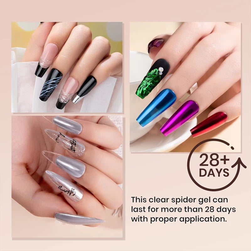 CHUNSU 3 In 1 Spider Gel Nail Polish No Wipe Functional UV Gel Creative Wire Drawing Liner Soak Off Magic Powder 5ML Clear  DIY