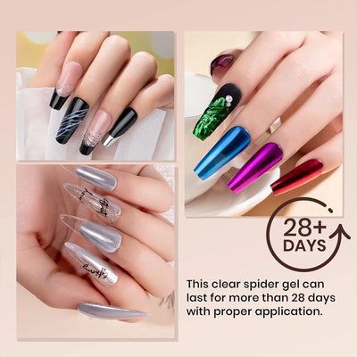 CHUNSU 3 In 1 Spider Gel Nail Polish No Wipe Functional UV Gel Creative Wire Drawing Liner Soak Off Magic Powder 5ML Clear  DIY