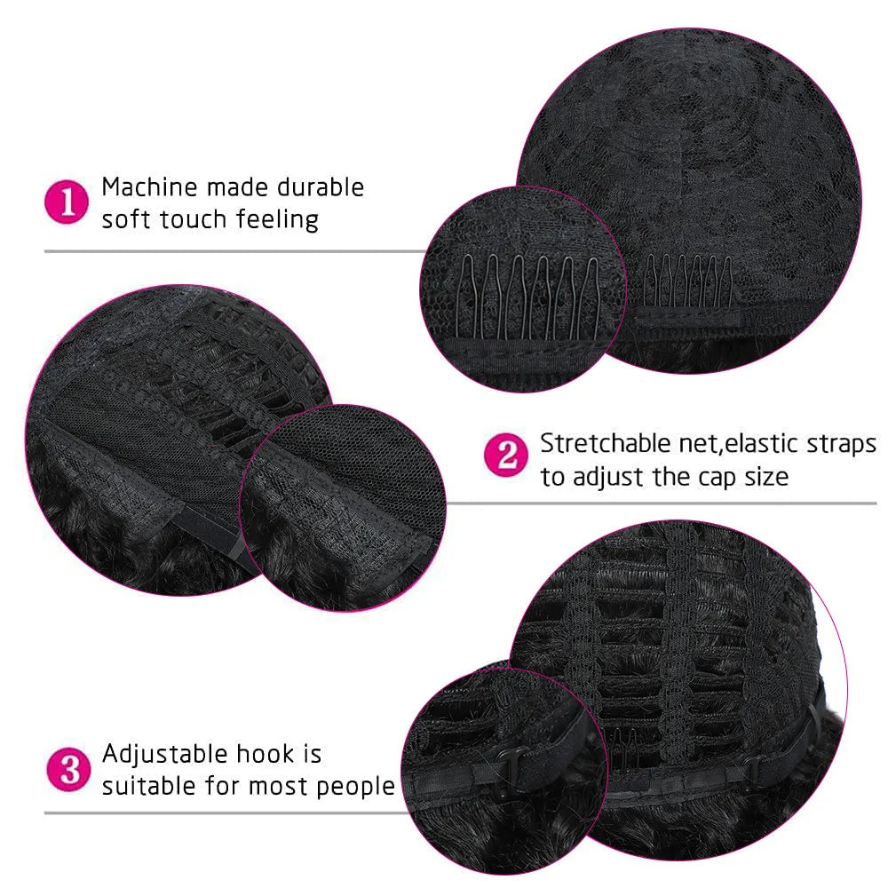 Short Kinky Curly Human Hair Wig Afro Short Wigs Pixie Cut Wig Human Hair No Lace Front Natural Brazilian Hair Wigs For Women