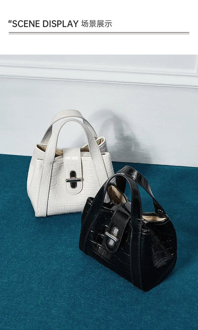 New 2025 Women Split Leather Tote Bag Designer Bucket Bags Handbag Female Shoulder Composite Bag Crossbody Shopping Bag