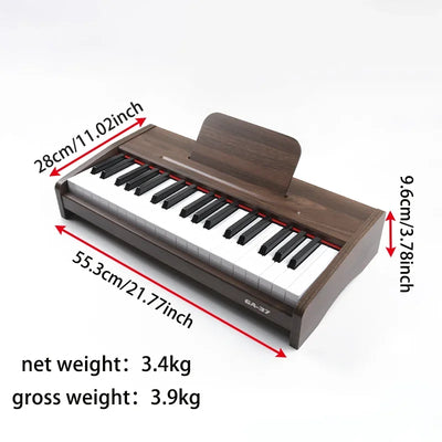 37 Keys Digital Piano for Kids and Adults 2.2CM Piano Key with Mic and Earphones Jacks Music Educational Instrument Wood Piano