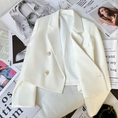 Lucyever 2025 Spring Fashion Women's Blazer Korean Style Office Cropped Blazers Women All-Match Street Long Sleeve Suit Jacket