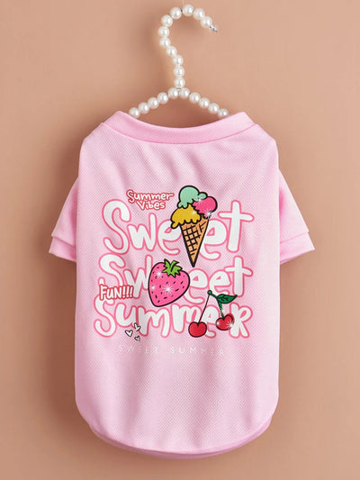 Pet Cloth Dog T-shirt with Sweet and Cute Pink T-shirt Clothes for Doggy Dog Cat Cool Apparel Costume for Summer