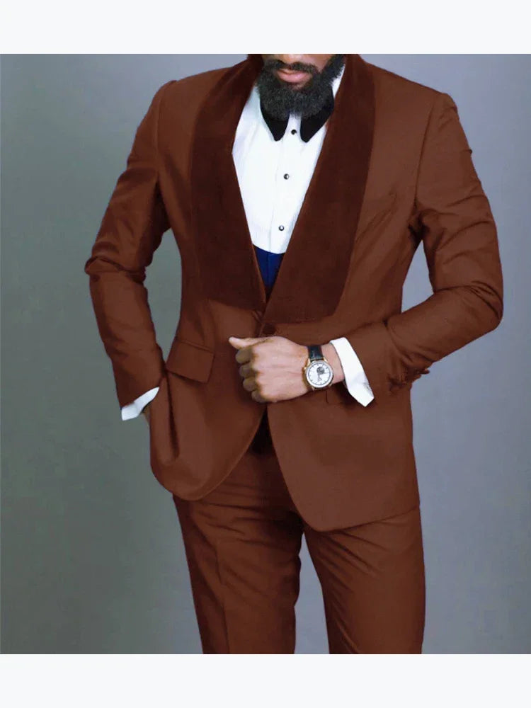 Formal Suit for Mens Business Work Clothes Office Jacket Vest Pants 3-Piece Suit Wedding Groom Tuxedo One Button Blazer for Prom