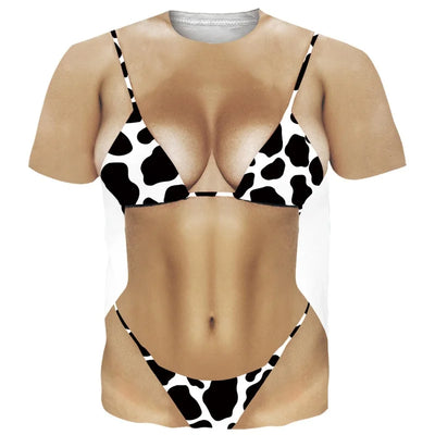 Ugly Body Pattern T Shirt For Men Fake Swimsuit 3D Printed Tees Casual Streetwear Short Sleeve O-Neck Tops Oversized T-Shirts