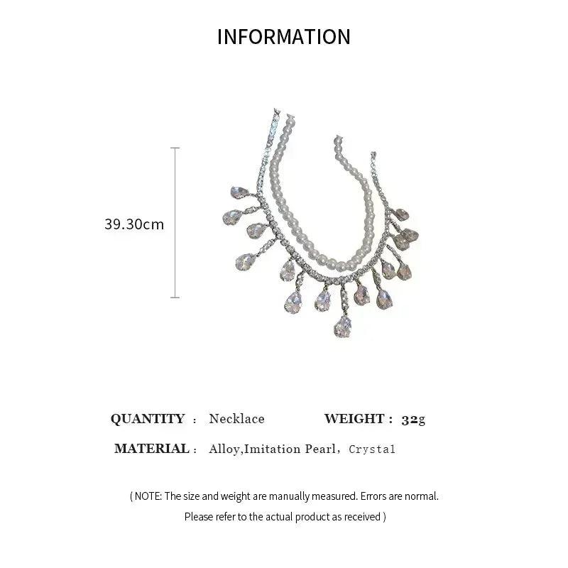 Luxury rhinestone crystal chokers necklaces for women multilayer imitation pearl chain necklace party wedding jewelry