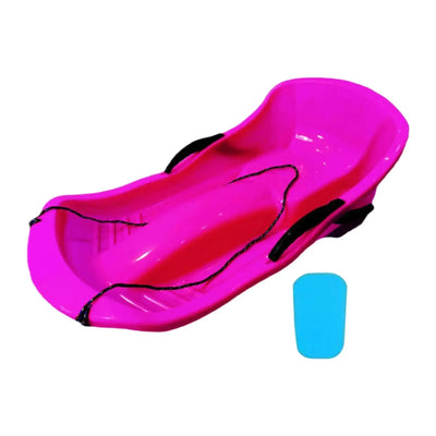 Snow Sled with Seat Cushion for 2 Persons with Double Brakes Includes Pull Rope Classic Wear Resistant Sand Sledding Sled Sledge