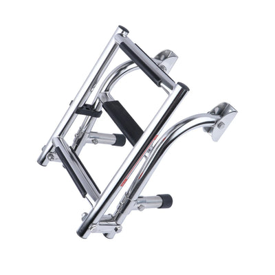 Stainless Steel 3 Step Folding Boat Ladder 2+1 Steps Portable Swim Ladder Telescoping Stepladder for Marine Yacht Boat and More