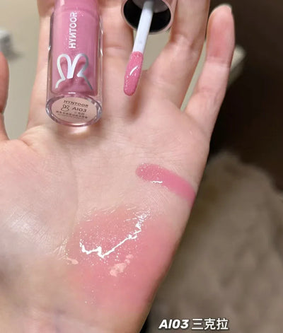 HYNTOOR Lip Gloss Shiny Shimmer Mirror Hydrating Moisturizing Water Shine Lipstick Nourishing Care Dewy Lip Makeup