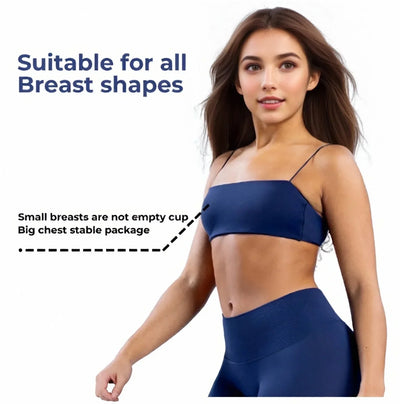 Women's gym sportswear with thin shoulder straps, fully matte back, exposed back, high elasticity sports bra with chest cushion