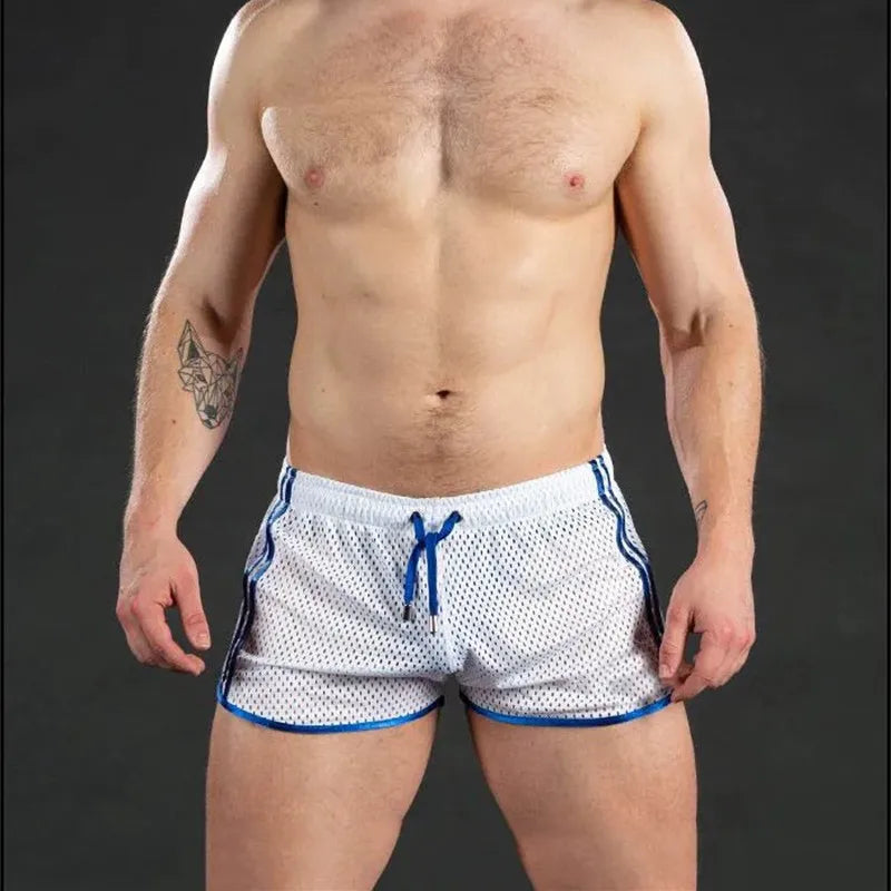 Men Shorts Sport Cool Running Shorts Quick Dry Grid summer Workout Short Pants Breathable Men Fashion Training Swim Beach Shorts