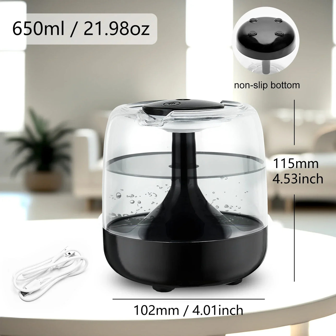Air Humidifier Cute Ultrasonic Colorful Night Light Mini Humidifier Diffuser Transparent  Portable Home Bedroom Aroma Diffuser