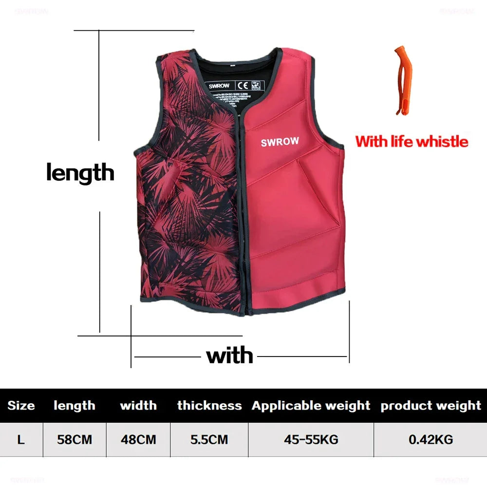 Wake Surfing Impact Vest CE Approved Neoprene Life Jacket Wakesurf Comp Vest surf But Great for All Other Watersports Activities