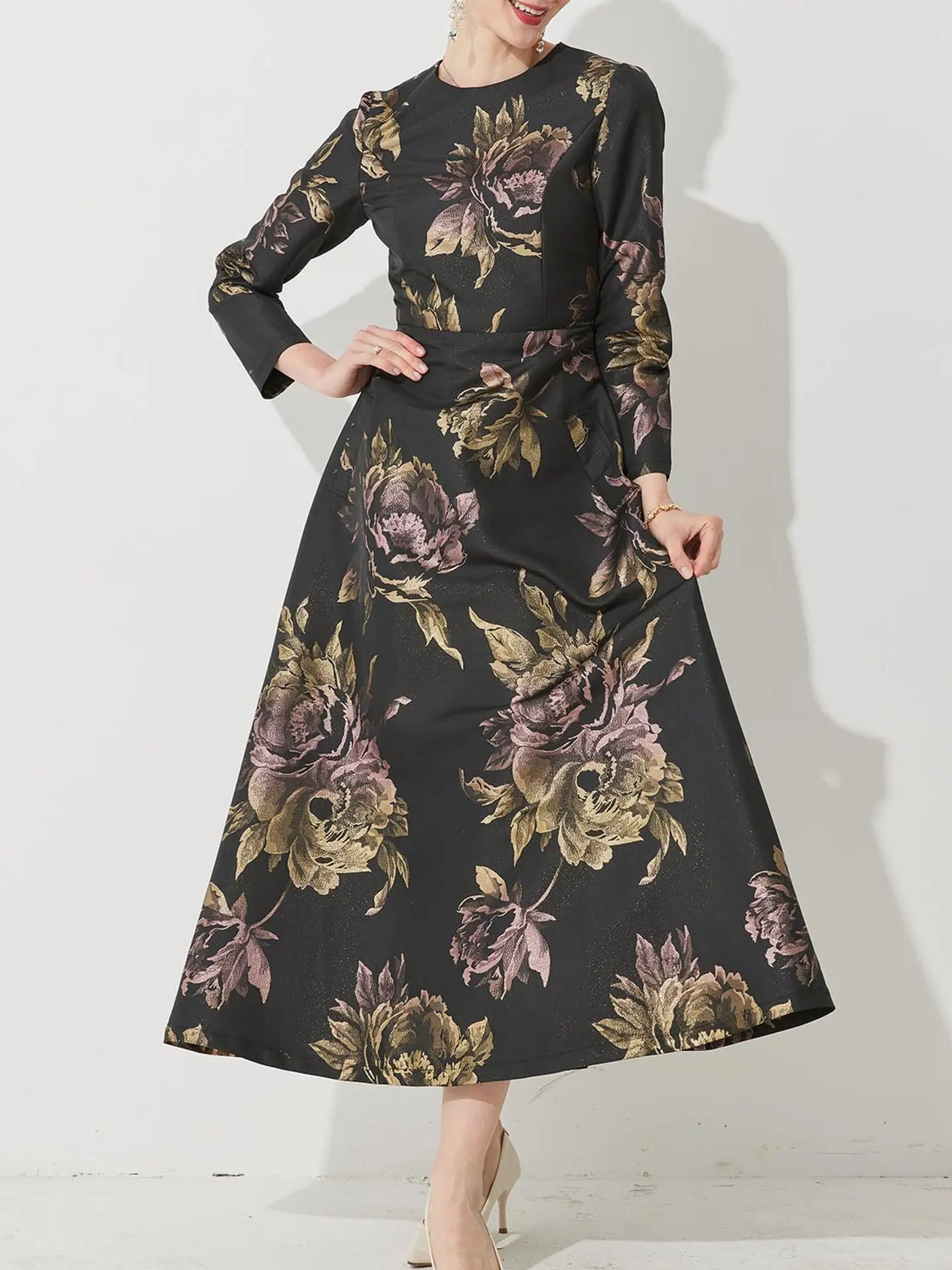 Luxury Women Long Maxi Jacquard Dress Spring Autumn Boho Floral Fashion Clothing Ladies Party Evening Ball Gown