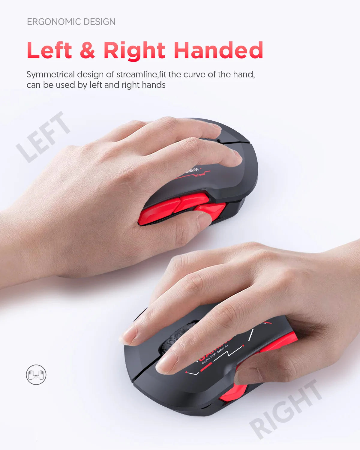 Wireless Bluetooth 2.4G 10000DPI Macro Gaming Mouse 10 Programmable Keys chargeable Game Mouse Charging RGB Left handed hand