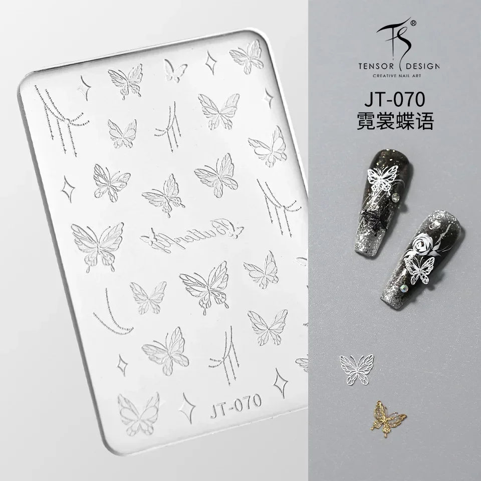 Geometric Bowknot Grid Lace Flora Edge Nail Art Silicone Carving Mold Mould Star Daisy Flower Charms Bow Tie Snowflake Template