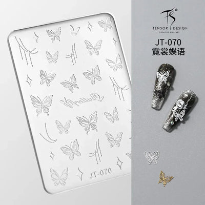 Geometric Bowknot Grid Lace Flora Edge Nail Art Silicone Carving Mold Mould Star Daisy Flower Charms Bow Tie Snowflake Template