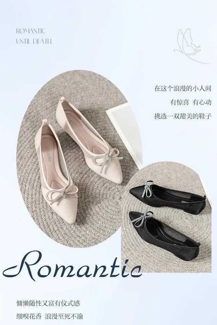 Women ballerinas bowtie slip on ballet flat shoes moccasins ladies