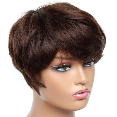 Cheap Human Hair Wigs Short Bob Pixie Cut Wig Human Hair For Women perruque cheveux humain Brazilian Hair Colored Wig With Bangs