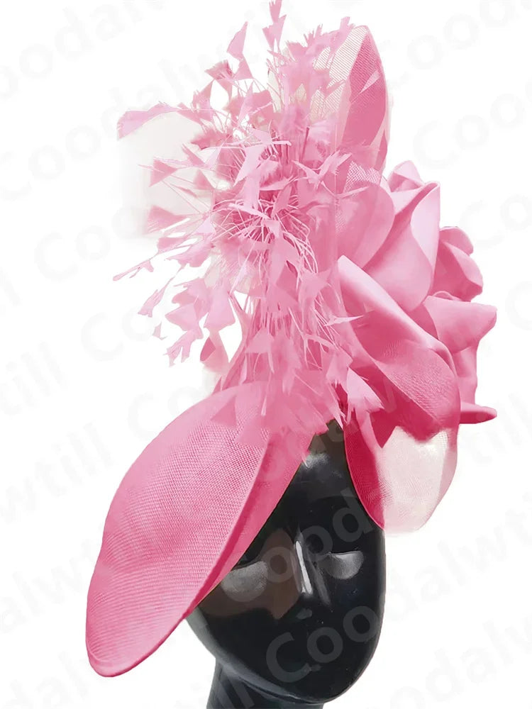 Big Flower Fascinator Derby Hat Women Party Dinner Headpiece Royal Ascot Pillbox Fascinator Hat Women Wedding Chapeau Cap Event