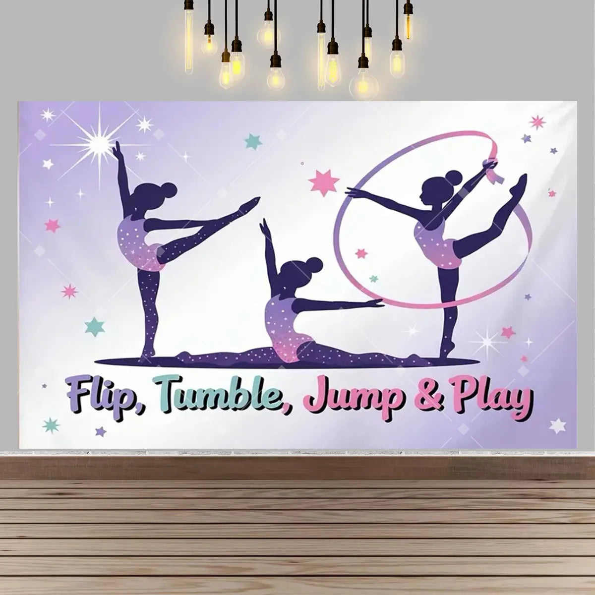 Gymnastics Theme Birthday Decor Backdrop Gymnastics Movement Flip Jump Play Falling Party Supplies Photography Backdrop