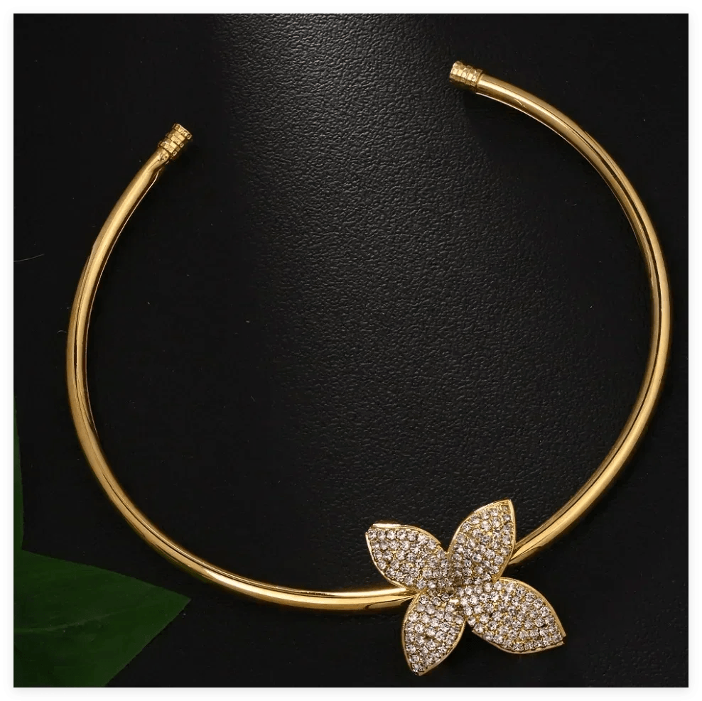 Luxury necklace earrings set for women fashion chunky flower choker goth jewelry ladies female accessories gift