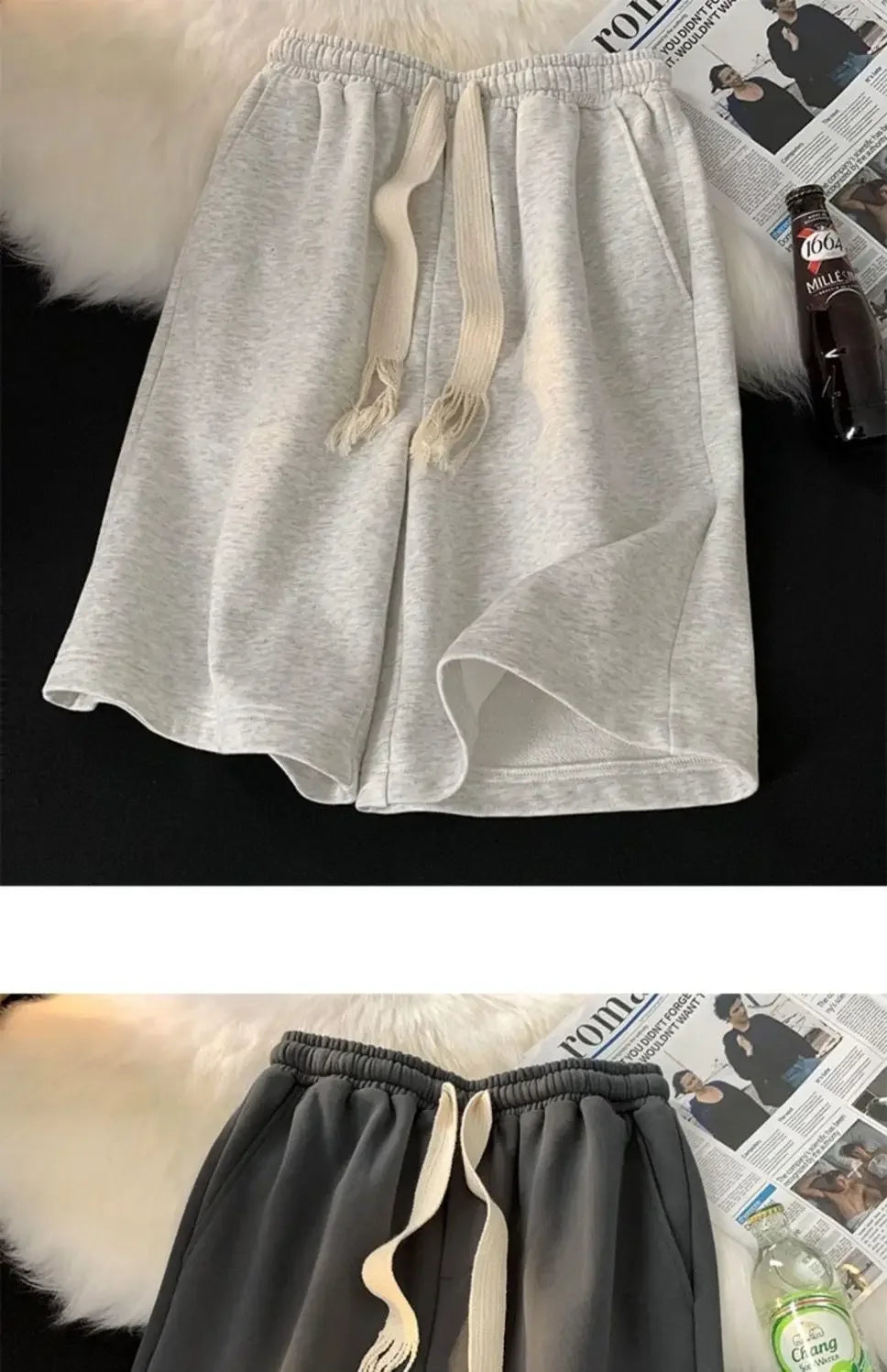 Solid Color Wide-leg Pants for Men New in Summer 2025 Loose and Versatile Sporty Mid-length Shorts Trendy