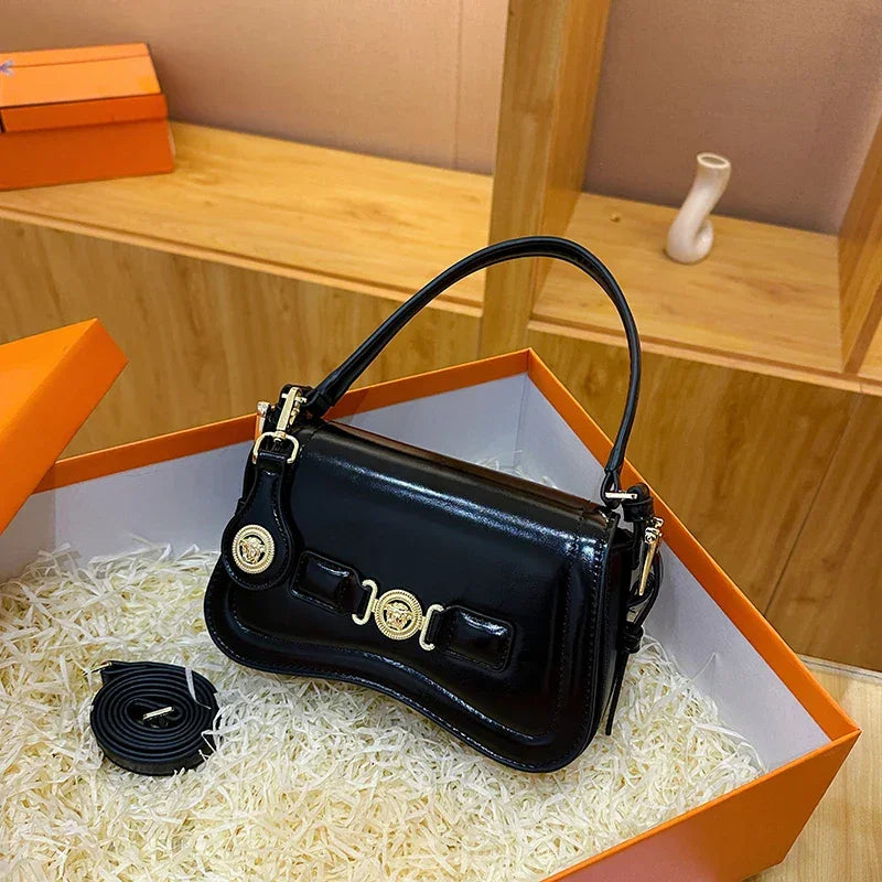 Designer Style Crossbody Bag for Women Genuine Leather Shoulder Handbag Ladies Compact Wallet Phone Holder Purse