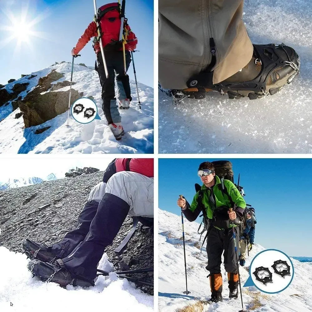 Crampons Shoes 19 Spikes Ice Snow Gripper Shoes Camping Anti-Slip Climbing Protect for Jogging Walking Hiking on Snow Ice