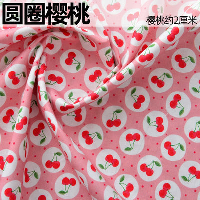 145x50cm Handmade Pink Strawberry Cotton Fabric for DIY Clothing, Ins Countryside Dress for Baby and Pet Cloth