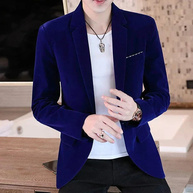 Business Male Blazer Short Coat Men's Suit Jackets Cropped Dress Blue Clothing New in Casual Fashion 2024 High Quality Original