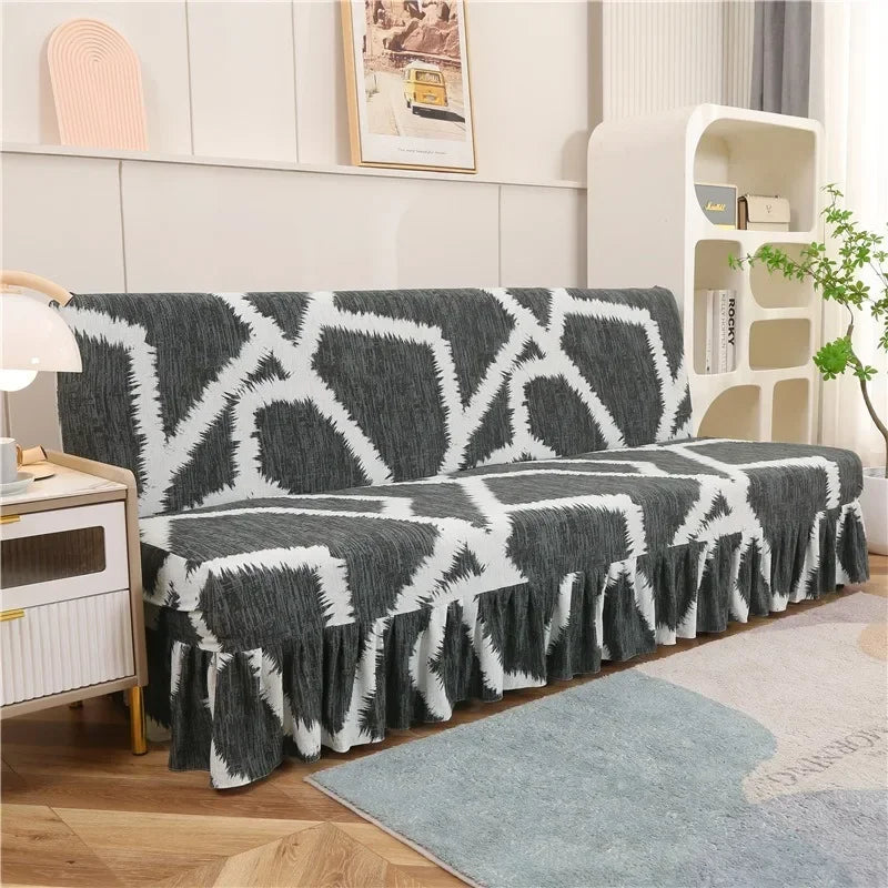 1/2/3Seater Sofa Bed Cover with Elastic Printing Seat Cover Armless Sofa Bed Cover Sofa Covers for Living Room Home Decor