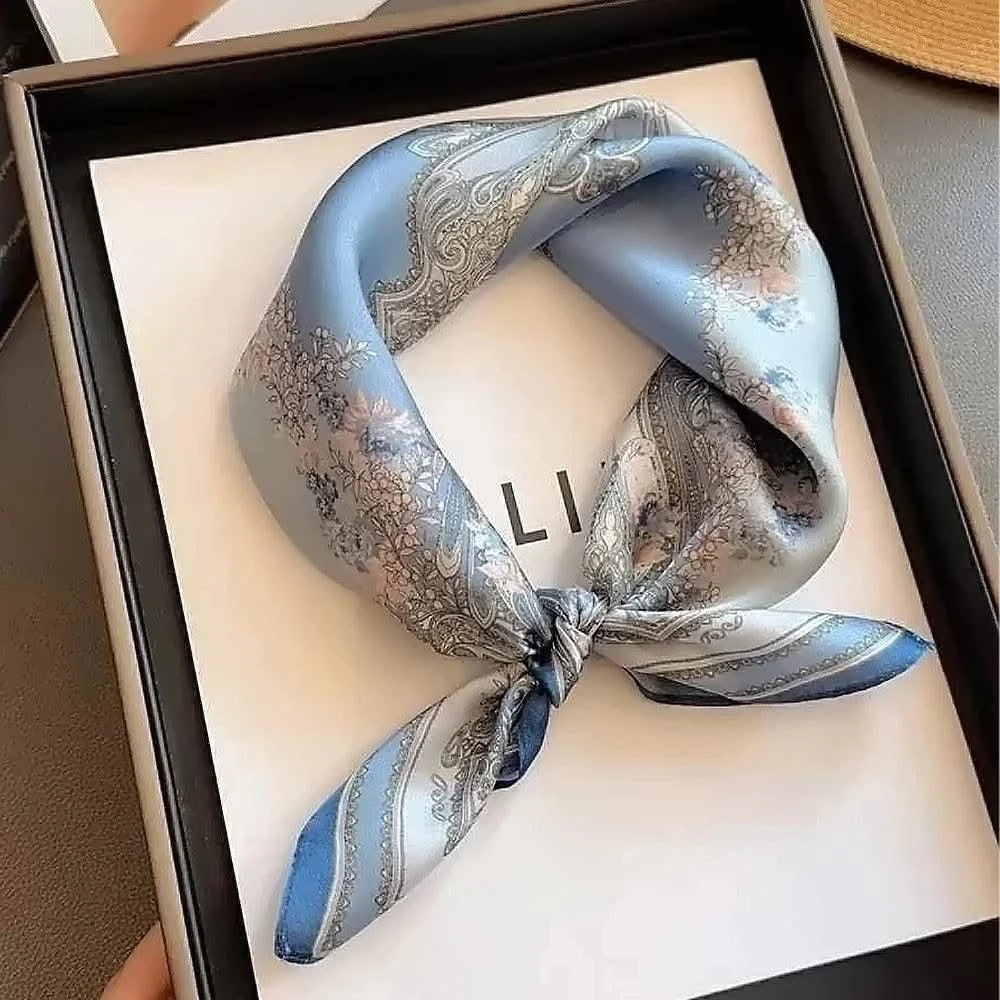 Women's Elegant White Black Polka Dot Design Satin 70cm Silk Scarves  100% Mulberry Silk