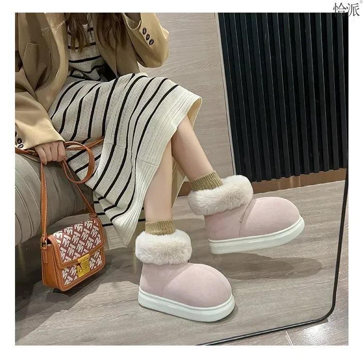 Kidmi classic fur boots for women winter outdoor fashion ankle long padded new indoor warm shoes