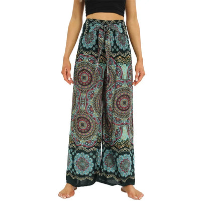 Women's Boho Yoga Rayon Floral Printed Wide Leg Pants