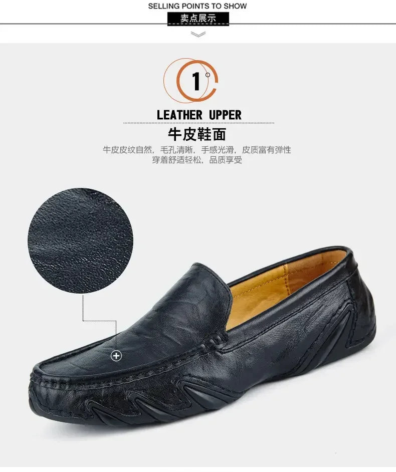 Autumn Shoes for Men Leather Casual Shoes Luxury Italian Men's Loafers Moccasins Breathable Black Versatile Driving Shoes 2024