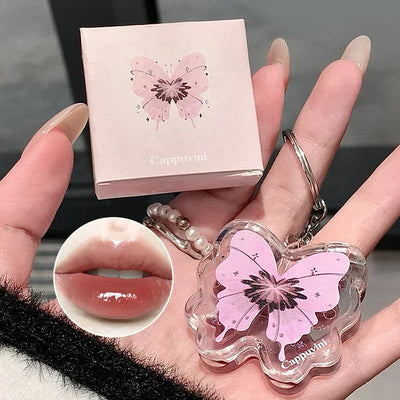 Butterfly Solid Lip Gloss Beauty Mirror Water Optical Gloss Gloss
