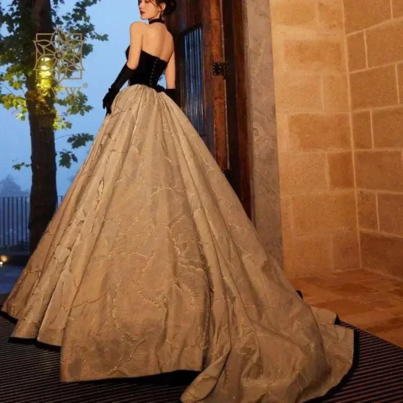 Luxury dress for women ladies sleeveless elegant wedding ball gown ceremony party stain banquet vestido red carpet