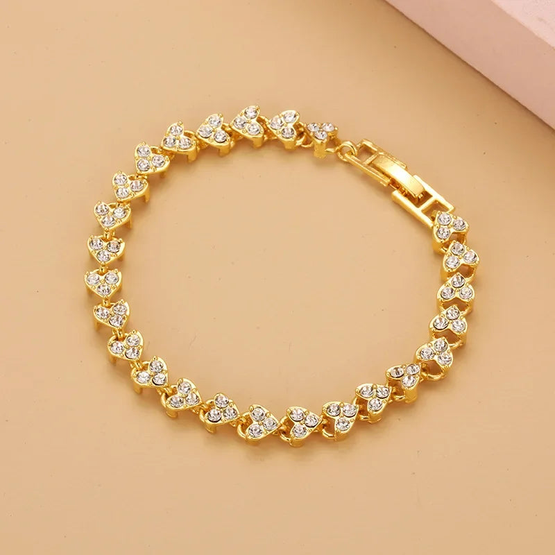 Charm Heart Crystal Bracelet for Women 2023 New Trendy Gold Color Zircon Chain Bangle Luxury Wedding Bridal Jewelry Accessories